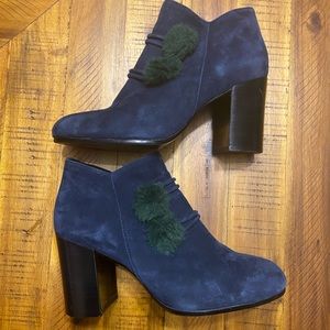 Anthropologie Silent D Ankle Boots with Pom Poms 37